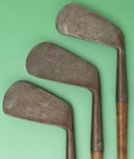3x Thos. E. Wilson “Walker Cup” Sunrise faced irons to incl a Spade driving iron, a Distant Spade