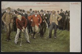 An early Blackheath golf match coloured postcard – titled “Golfers at Blackheath.” Research