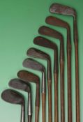 9x various Tom Stewart irons incl 3x smf irons and putter - comprising a 3 iron, mashies, 3x