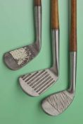 3x various Tom Stewart face pattern irons to incl a Tom Stewart St Andrews deep grooved spade