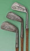 3x interesting Tom Stewart Makers St Andrews matching iron heads with concentrated backs – to incl