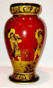 Fine Royal Doulton Morrisian ware golfers vase c1900 – the bulbous tapered vase is decorated with