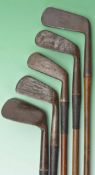 Collection of 6 smf irons and a scare head driver - to incl “Army & Navy CSL” driver c/w shaft stamp