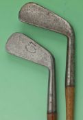 2x early Tom Stewart made smf irons c1890 – to incl a general iron and a large cleek stamped D&W