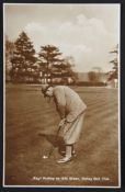 Ted Ray b/w golfing postcard – titled ““Ray” Putting on 18th Green, Oxhey Golf Club”, unused,