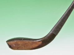 Fine James Anderson St Andrews dark stained fruit wood longnose curved face short spoon c1870 –