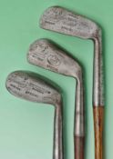 3x matching Winton “The Spieler” irons to incl E Ray mid iron, J Milne Neasden mashie and