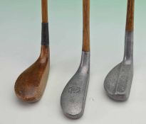 3x various mallet/longnose putters to incl unnamed persimmon mallet socket head putter, Standard