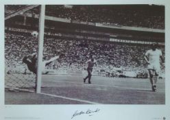 Football signed Limited Edition Print: 1970 World Cup 1st Round Brazil v England. Gordon Banks makes