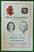 1930 British Lions v Canterbury Rugby programme and Souvenir Guide – played on June 7th 1930 at