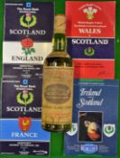 Scarce 1990 Scotland Grand Slam celebration Glenmorangie Whiskey 75cl and programmes – 10yr old