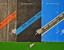 Collection of 1960 New Zealand / Trials Rugby programmes and scarce All Blacks pin badge – to incl