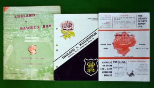 3x 1963 England rugby tour New Zealand programmes - to incl v Wellington (punch holes), v Otago (