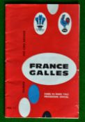 1963 France v Wales Rugby programme – played on 23rd March at Stade Colombes, some writing, light
