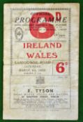 1952 Ireland v Wales (Grand Slam) Rugby programme – played on 8th March at Lansdowne, usual pocket