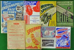 Selection of Speedway and Motor Sport Programmes: To include 1937 Wembley Speedway members ticket,