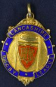 Lancashire Rugby League silver gilt and enamel medal: hallmarked Birmingham 1947/48 - blank back and