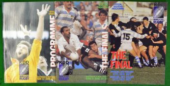 3 x 1987 Inaugural World Cup Official Rugby Souvenir Programmes – to include The Final and 3rd and