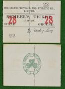 1928/29 Season Celtic FC Members Ticket: Number 28 still retaining the perforated down centre