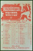 1945/1946 Manchester United v Sheffield Wednesday single sheet football programme: played on 20/04/