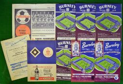 1960s Burnley Football Programmes Against European Teams: To include Burnley v Reims 16/11/60,