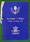 1958 Wales v Scotland signed Rugby Dinner Menu – held on 1st February 1958 at the Royal Hotel