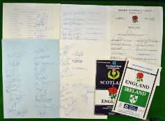Collection of England rugby autograph and programmes from the 1980s to incl 2x signed official