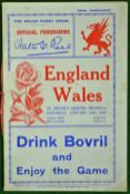 1932 England v Wales Rugby VIP Programme: Played at St Helens Ground Swansea