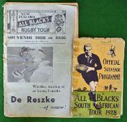 2x pre war New Zealand All Blacks Tour Official Rugby Souvenir Programmes – to incl 1928 tour to