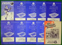 1960s Everton Football Programmes Cup Matches: To include Everton v Dunfermline A 24/10/62,