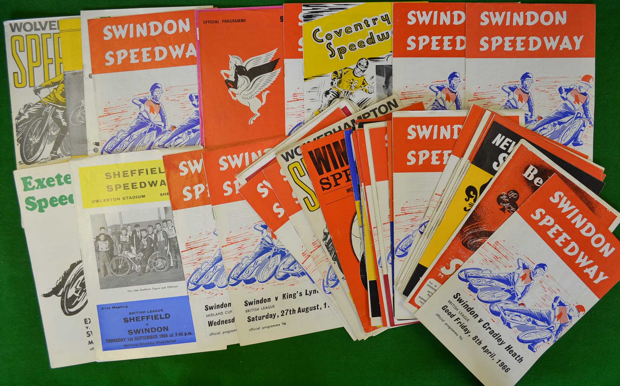 Collection of 1966 Season Swindon Speedway Programmes: To include Home and Away featuring Oxford,