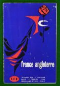 1964 France v England Rugby Programme – played on 22nd February 1964 at Stade Colombes, with