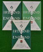 1955 to ‘59 Ireland v England Rugby Programmes – played at Lansdowne Road to incl ’57 England