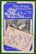 1956/57 Millwall v Birmingham City FAC Football Programme: 5th Round together with album page signed