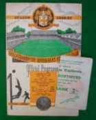 1957 Wolverhampton Wanderers v Borussia Dortmund Football Programme and Ticket: Played at Molineux