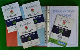 Collection of England v Scotland Signed Rugby Programmes from 1980 onwards : complete run of home