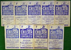 1947/48 Chelsea Football Programmes (H): To incl v Derby County 3/9, Sunderland 10/9, Bolton 13/9,