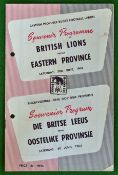 1962 British Lions v Eastern Province rugby programme – played Port Elizabeth on 30th June - Lions