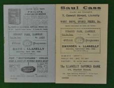 1930s Llanelly Rugby Programmes: to incl v Bath 13/4/35 and v Swansea 24/9/38 both (G) (2)