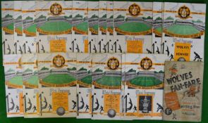 Collection of Wolverhampton Wanderers Home Football Programmes: 1950s programmes to include Wolves v