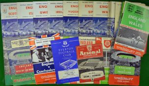 1950 – 60s England at Wembley Football Programmes: Against Scotland, Italy, Sweden, Ireland,