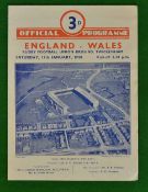 1948 England v Wales rugby signed programme – played at Twickenham and signed by 8 players, pocket