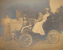 Original Black & White Photograph of Joseph Higginson and His Wife: In one of his many Motorcars