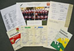 Selection of Wales, Ireland, France and Barbarian rugby autograph selection from the late 70s and ‘