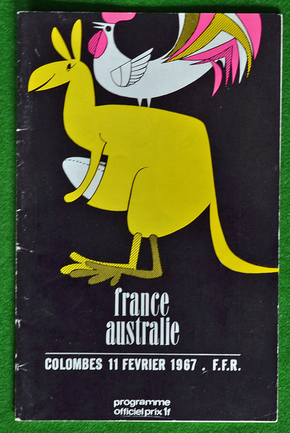 Scarce 1967 France v Australia Rugby programme – played on 11th February at Stade Colombes, very