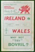 1936 Wales (Champions) v Ireland rugby programme – played on 14th March, at Cardiff Arms Park,