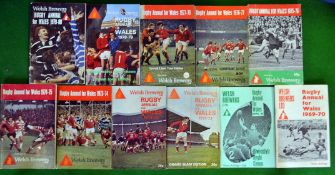 11 x Rugby Annual for Wales – published by Welsh Brewers Ltd complete run from No.1 1969 – 1980,