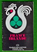1968 France (1st Grand Slam) v Ireland Rugby programme – played on 27th January at Stade Colombes,