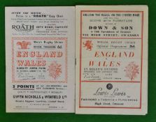 1950s Wales v England signed rugby programmes – played at St Helens Swansea and Cardiff Arms Park ‘