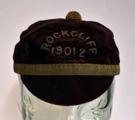1901 Rockcliff Rugby cap– maroon cap with gold trim, no tassel, no recipients name, torn above